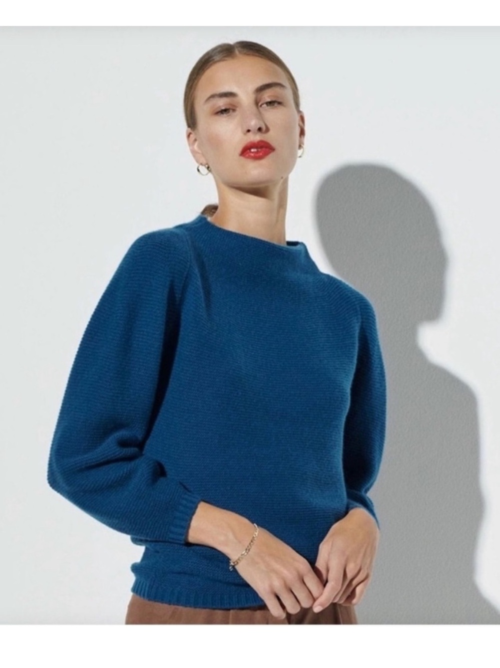The Reset Blue Knit Sweater - Mockneck pullover